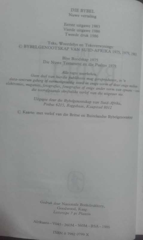 Bible - Die bybel - 1986 - Medium