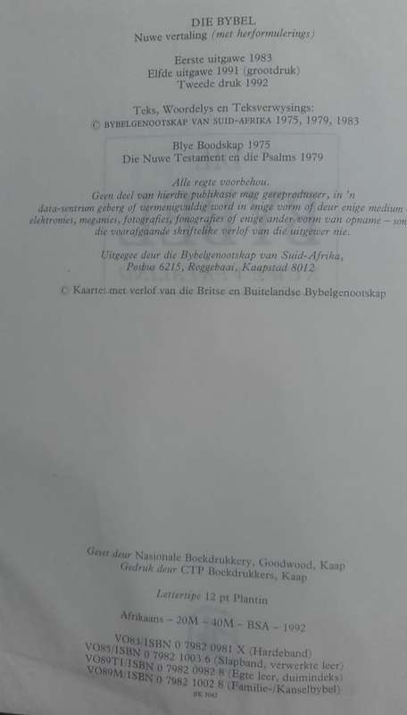 Bible - Die Bybel - 1992 - Xlarge