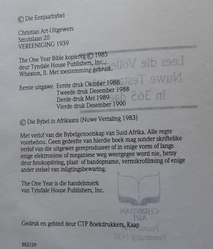 Bible - Die Eenjaar Bybel - 1990