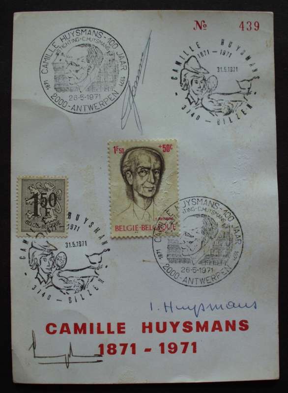 Stamp - Camille Huysmans - Belgium - 1971 - Fully Signed - Comm. No 439