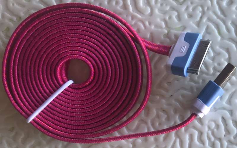 Cable - USb to Iphone 3/4/Ipod - Red - Woven - 1,8m