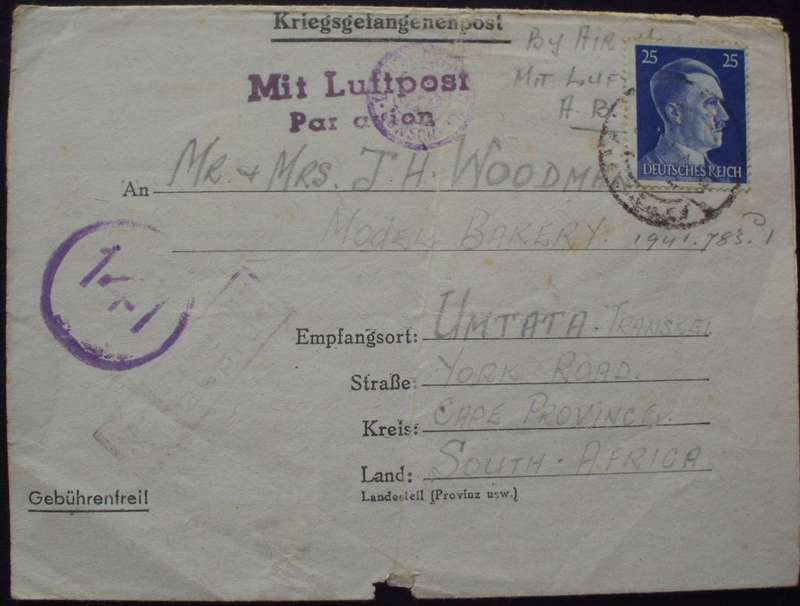 Letter - Germany 1944 - POW - Umtata