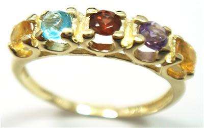 STUNNING 9CT SOLID YELLOW GOLD 5 MULTI GEMSTONE  RING (INVEST NOW IN GOLD)