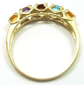 STUNNING 9CT SOLID YELLOW GOLD 5 MULTI GEMSTONE  RING (INVEST NOW IN GOLD)