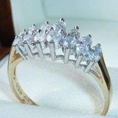 Buy now or make a Offer on this*SUPERB* SOLID 9KT YELLOW GOLD NATURAL WITH 14 DIAMONDS RING SIZE P