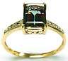 SPLENDID! 9CT YELLOW GOLD MYSTIC TOPAZ AND DIAMOND RING