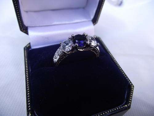 STUNNING S/SAPHIRE 925 STERLING SILVER RING SIZE P
