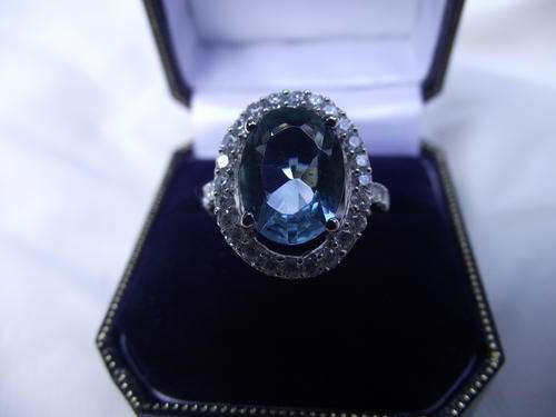 **STUNNING** S/TOPAZ 925 STERLING SILVER RING SIZE N