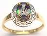 EXCUISITE  9CT YELLOW GOLD MYSTIC TOPAZ & DIAMOND RING N