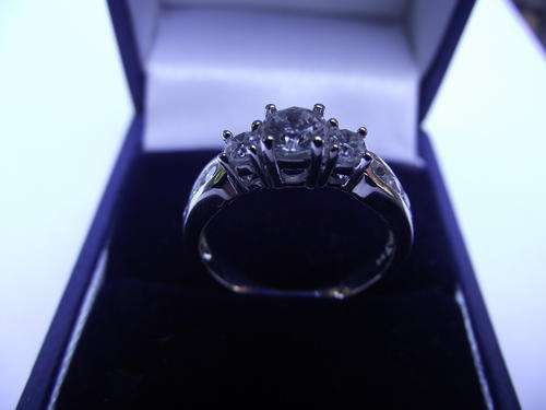 **STUNNING** S/CZ DIAMOND GENUINE 925 STERLING SILVER RING,SIZE 3 x N1/2