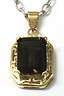 BRILLIANT 9CT YELLOW GOLD EMERALD 6X8MM SMOKEY TOPAZ PENDANT
