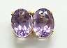 **STUNNING**9CT YELLOW GOLD&OVAL SHAPED 1,2 CT OF GENUINE AMETHYST STUD EARRINGS