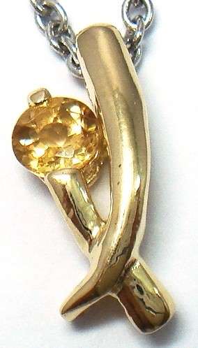 FINE 9KT YELLOW GOLD ROUND CUT NATURAL CITRINE PENDANT