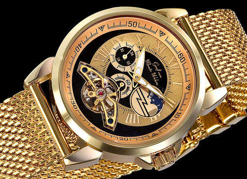 **STUNNING**UNIQUE TOP OF THE RANGE GRAF VON MONTE WEHRO LE HAVRE GOLD/BLACK CLOCK.GERMAN EXCELLENCY