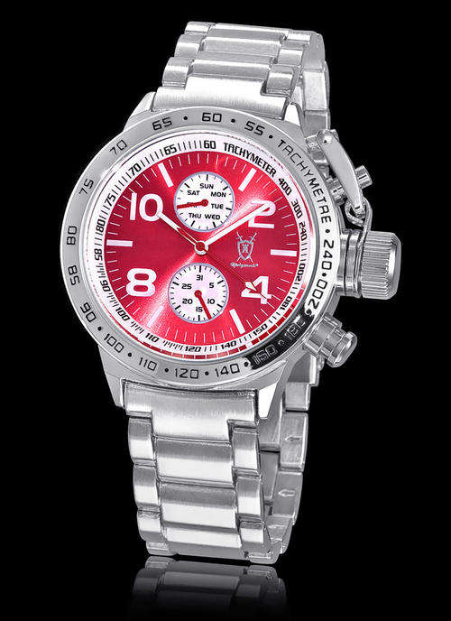 BEAUTIFUL AUTHENTIC KONIGSWERK RED LICINIUS CLOCK - SILVER S/STEEL STRAP.GERMAN PRECISION !!!!