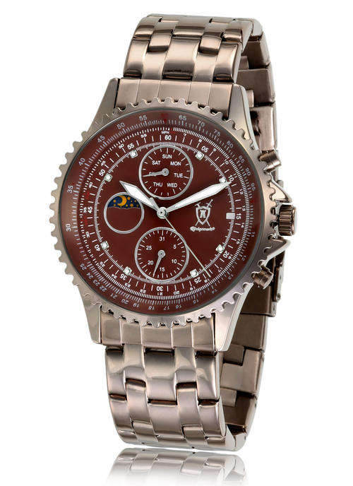 KONIGSWERK ARGOS BROWN DIAL / DIAMOND CLOCK - BROWN S/STEEL 44MM STRAP .