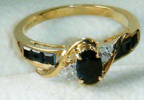 SUPERB 9KT SOLID YELLOW GOLD SAPPHIRE & DIAMOND ETERNITY RING SIZE L