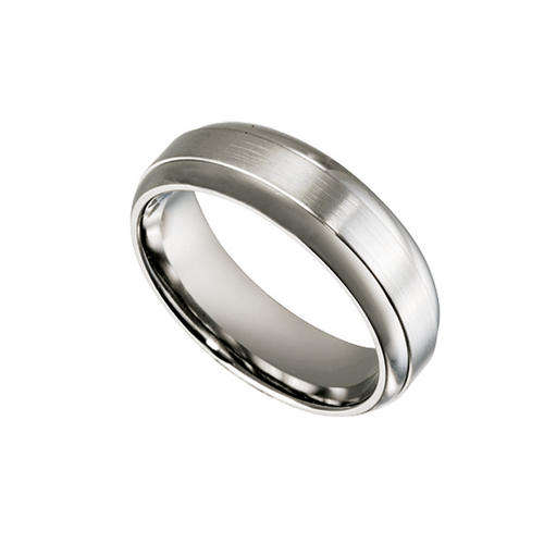 THE IN VOGUE GENTS RING!!  TITANIUM BAND RING WITH BRUSHED-POLISHED FINISH (C25284-0)