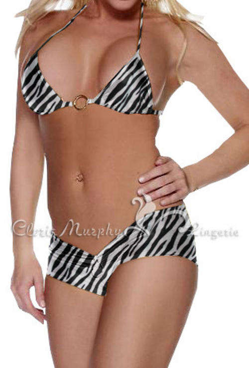 ZEBRA SKIN HOT PANTS BIKINI SET (NEW) SIZE 32-34