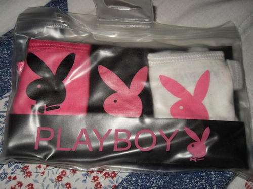 ORIGINAL PLAYBOY THONGS 3-PACK SIZE L  - NEW