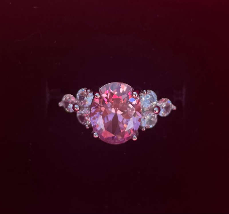 BRAND NEW - Sterling Silver Pink Zirconia and Crystal Oval Ring