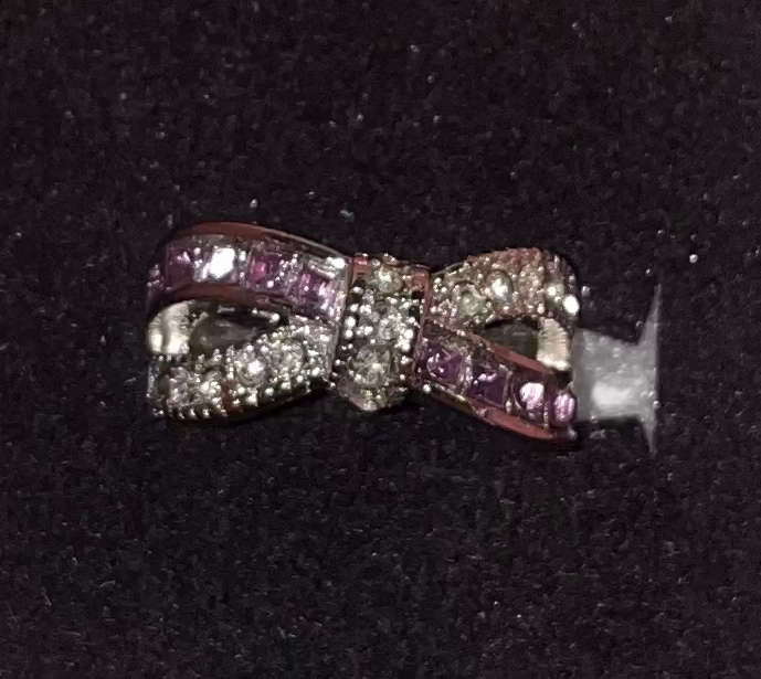 BRAND NEW - Stunning Sterling Silver Cross Purple Zirconia and Crystal Ring