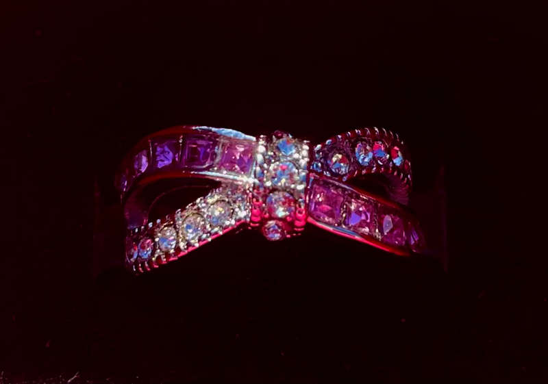 BRAND NEW - Stunning Sterling Silver Cross Pink Zirconia and Crystal Ring