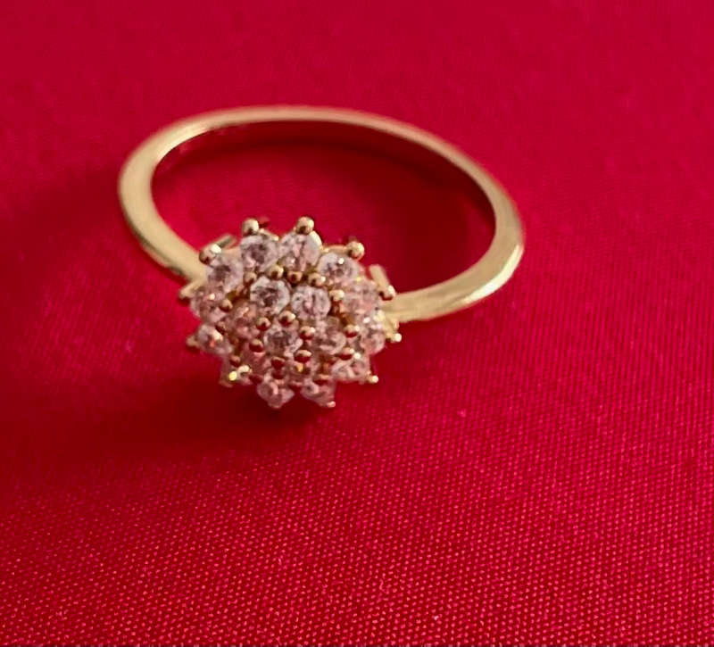BRAND NEW - 14K 925 Gold Plated Diamond Earrings and Matching Dress Ring (ring not stamped)