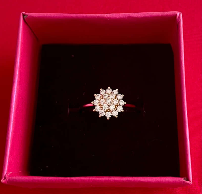 BRAND NEW - 14K 925 Gold Plated Diamond Earrings and Matching Dress Ring (ring not stamped)