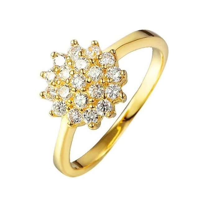 BRAND NEW - 14K 925 Gold Plated Diamond Earrings and Matching Dress Ring (ring not stamped)