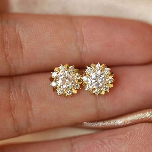 BRAND NEW - 14K 925 Gold Plated Diamond Earrings and Matching Dress Ring (ring not stamped)