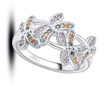 BRAND NEW - Stunning Sterling Silver Dragonfly Zirconia Ring