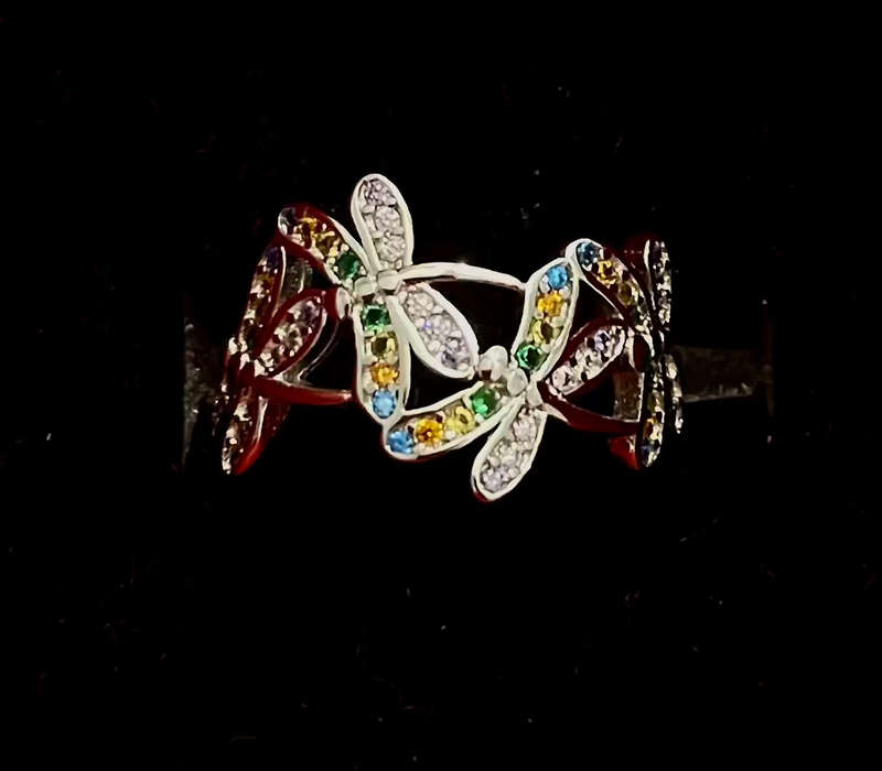 BRAND NEW - Stunning Sterling Silver Dragonfly Zirconia Ring