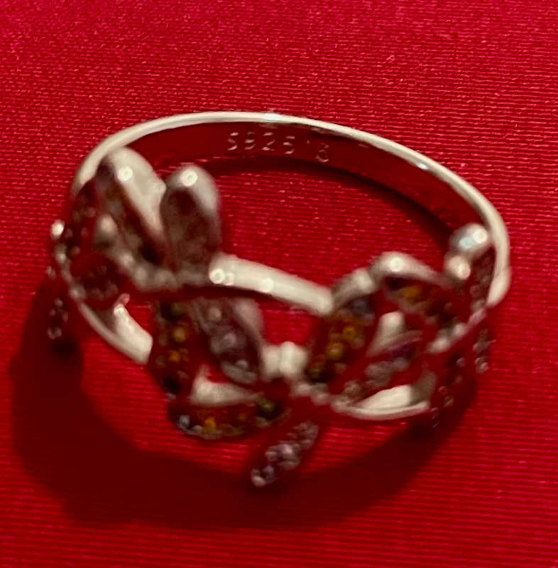 BRAND NEW - Stunning Sterling Silver Dragonfly Zirconia Ring
