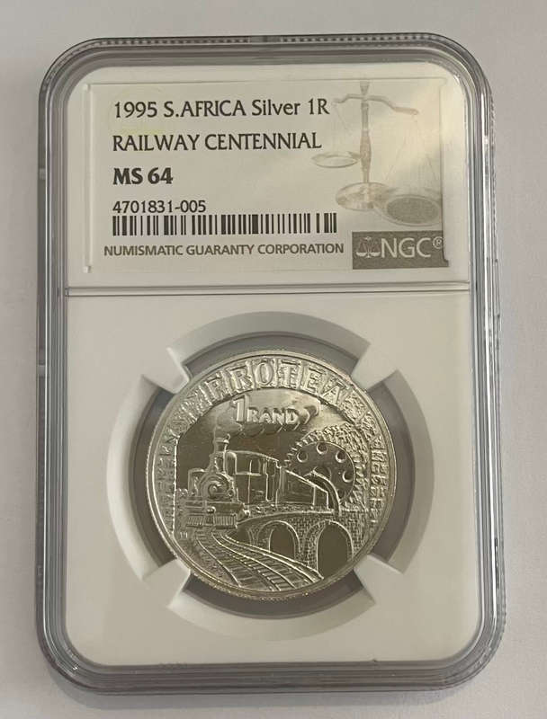 RSA: SILVER R1 of 1995 (RAILWAYS) - NGC MS64