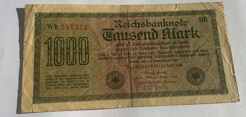 GERMANY SET - 10 MILLION 1923 - 1 BILLION 1924, 1000 1922 & 100 1920 MARK BANKNOTES