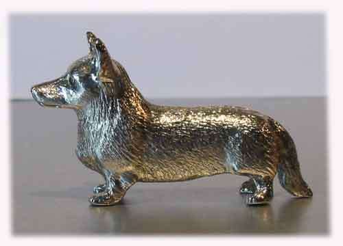 Silver Plated Dog model --Corgi Cardigan