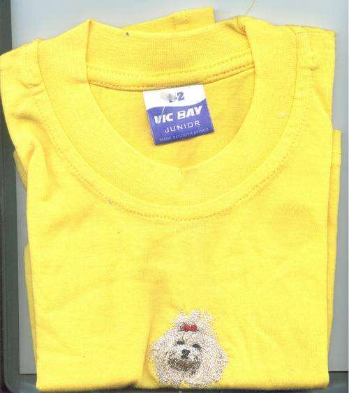 Kids t shirt. Yellow 1--2 years  maltese dog