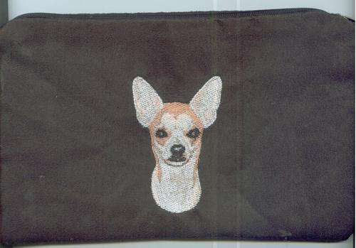 Embroidered treat/make up /pencil bag  chiahuahua black