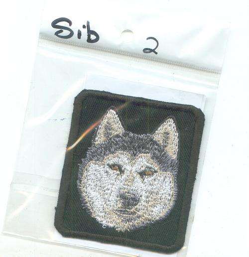Embroidered SEW on badge Black  Siberian husky