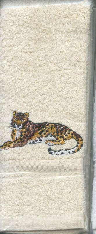 EMBROIDERED  white TOWEL Leopard