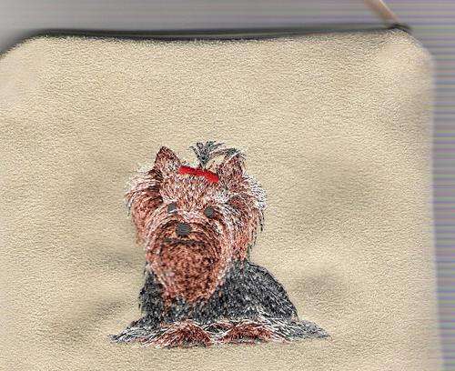 Embroidered Dog on Make up bag Yorkshire terrier (Yorkie)