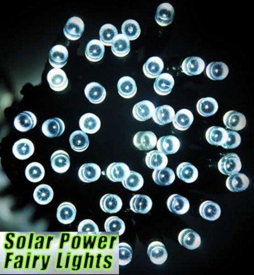 Solar Powered Fairy Lights 100 White LED