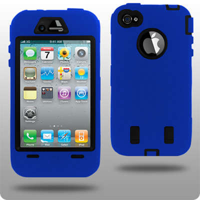 Super Tough Shock Proof Blue Impact Case for iPhone 4G (Ultimate 3 Layers of Protection!)