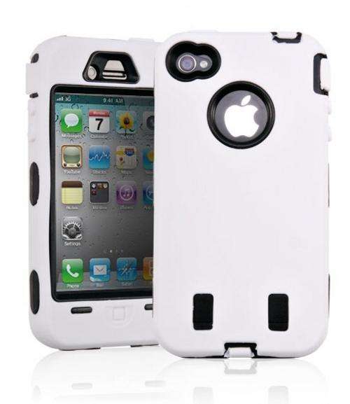Super Tough Shock Proof White Impact Case for iPhone 4 (Ultimate 3 Layers of Protection!)