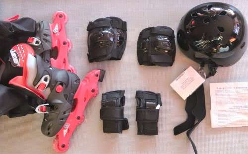 In-Line Skate Set - Adjustable SK8R - Includes accessories - UK 11-1 - Imported from UK