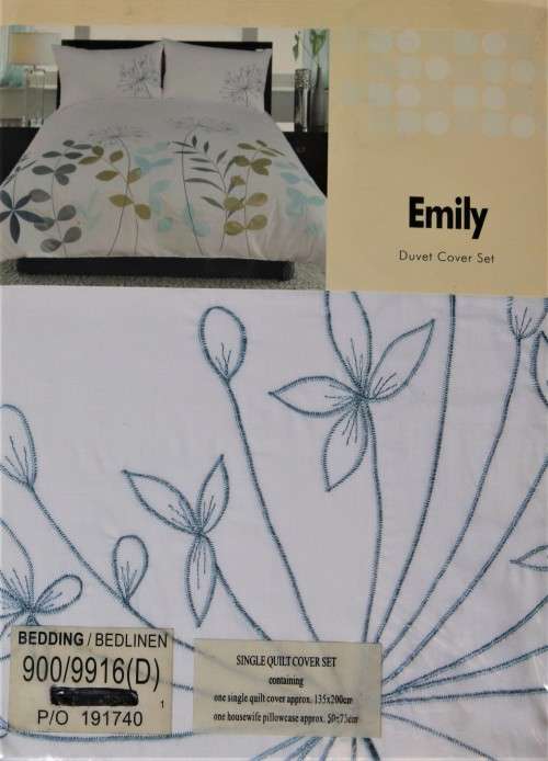 Applique embroidered duvet cover set (single) - Imported from UK - Warehouse Overstock