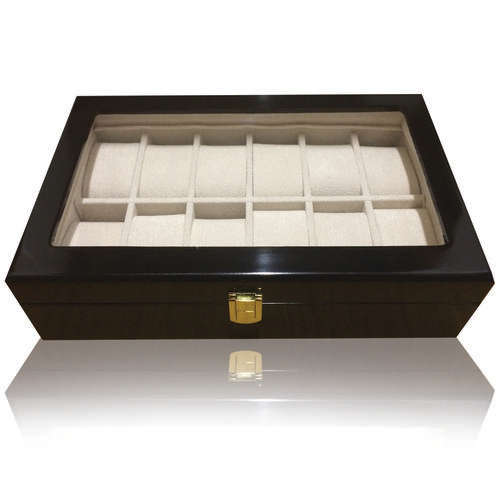 Wooden watch box (holds 12 watches) BLACK