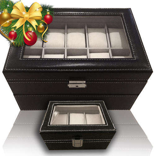 PU Leather Watch box (Holds 20 watches). + FREE travel watch box (Holds 3 watches)