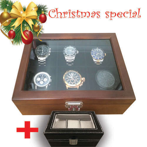 Wooden watch box (Holds 6 watches). Brown